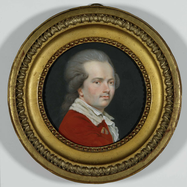 Original title:  William Berczy, Self-portrait. Maker: William Berczy (1744-1813). 
Medium: Watercolour and gouache on ivory [bone?]. Courtesy of the Royal Ontario Museum, © ROM.