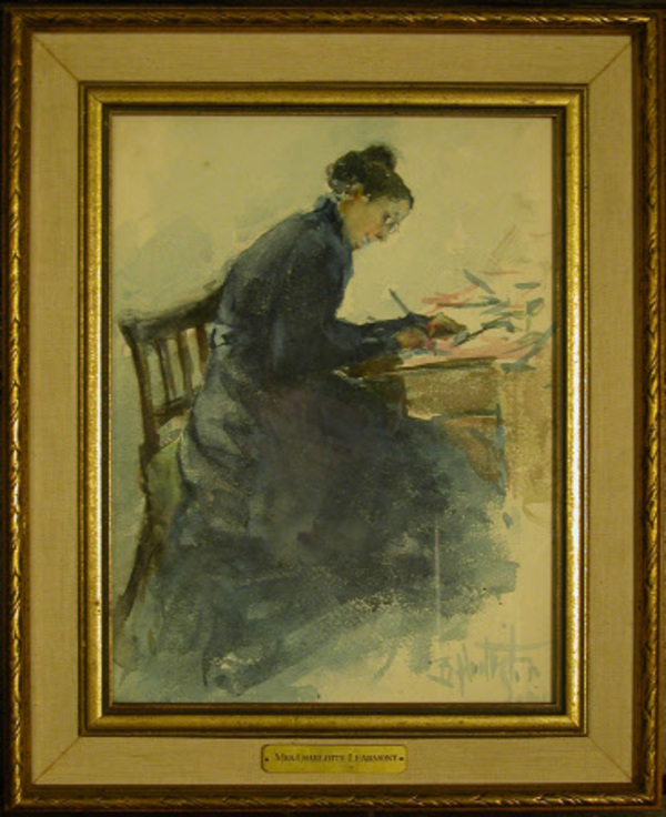 Titre original :  Watercolour on paper, Charlotte Smithers, Mrs Joseph Bowles Learmont (1845-1934) by Beatrice M. L. Huntington. Collection: Quebec House, Kent, National Trust.