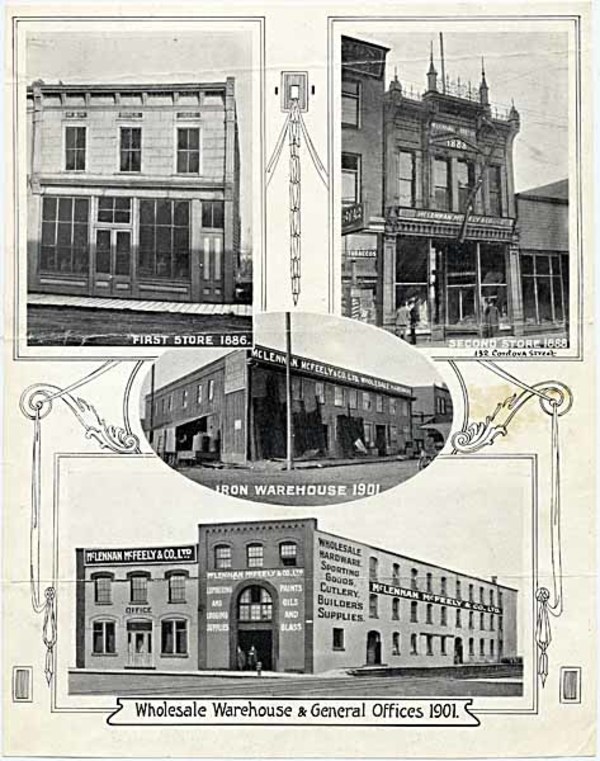 Original title:  Images of stores and warehouses from a later McLennan, McFeely catalogue. City of Vancouver Archives.