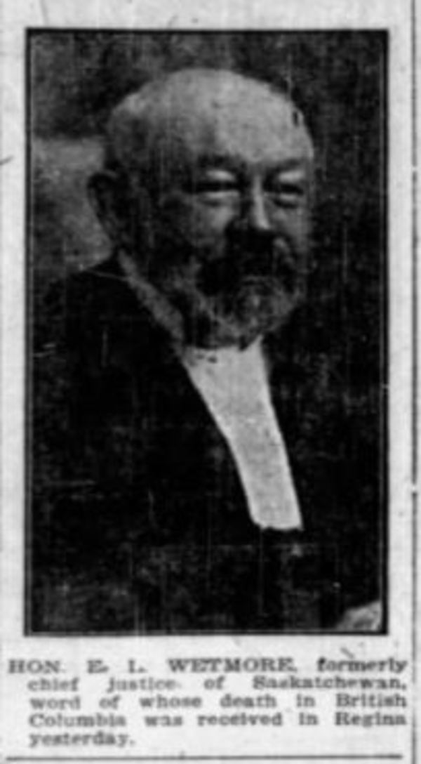 Titre original :  E.L. Wetmore - Leader Post (Regina, SK) - 21 January 1922, page 13.