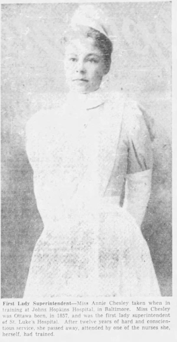 Original title:  Annie Chesley. Source: Evening Citizen (Ottawa), 31 October 1953, page 2.