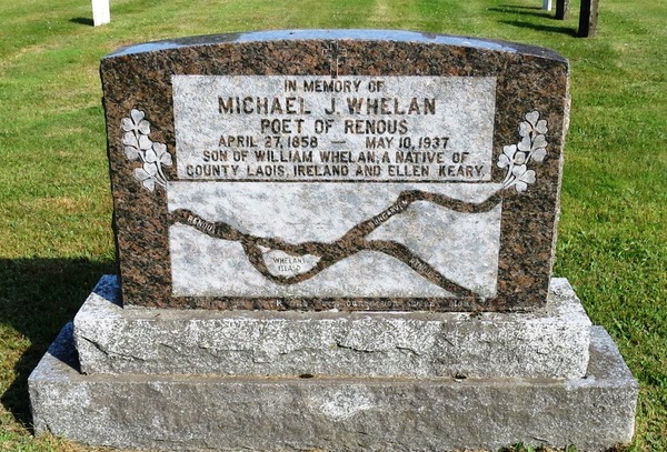 Titre original :  Gravestone of Michael Whelan, in Saint Michael's Cemetery, 
Miramichi, Northumberland County, New Brunswick, Canada. Photo from FindAGrave.com by user geneapal.com. 