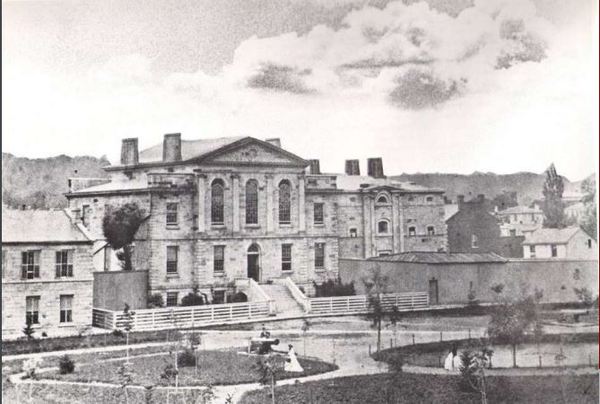 Original title:  District of Gore Courthouse. Built 1832; replaced 1878-79. Photo c. 1870. This is the courthouse where James Owen McCarthy was tried in 1834 (and executed). 