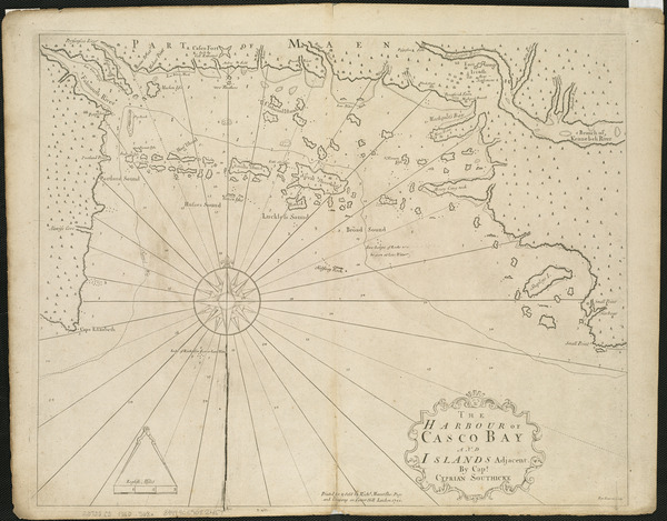 Original title:    Warning Some browsers may have trouble displaying this image at full resolution: This image has a large number of pixels and may either not load properly or cause your browser to freeze. Interactive large-image-viewer (non-Flash)

Description Zoom into this map at maps.bpl.org. Author: Southack, Cyprian Publisher: Mount, Richd. & Tho. page Date: 1720 Location: Casco Bay (Me.) Dimension 44x54cm Scale: Scale not given Call Number: G3732.C3 1720 .S68x Date 30 April 2010(2010-04-30), 16:09 Source The harbour of Casco Bay and islands adjacent Uploaded by Fæ Author http://maps.bpl.org

